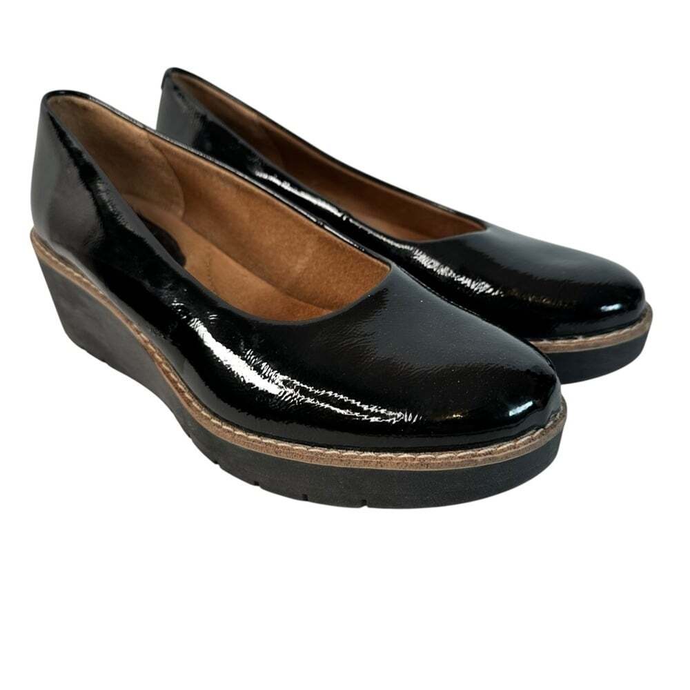 Eurosoft Faella Wedge Pump Size 9 Black Patent Leather Business Career Work